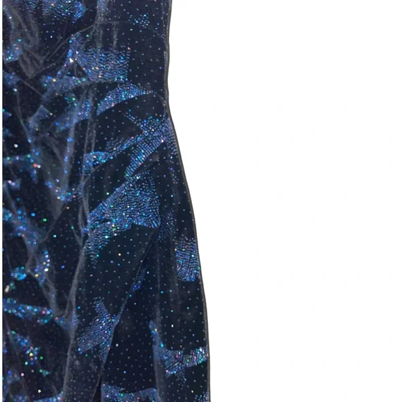 Casadei Vintage black velvet glittery blue strapless dress, starry night, size 4 - Picture 5 of 11